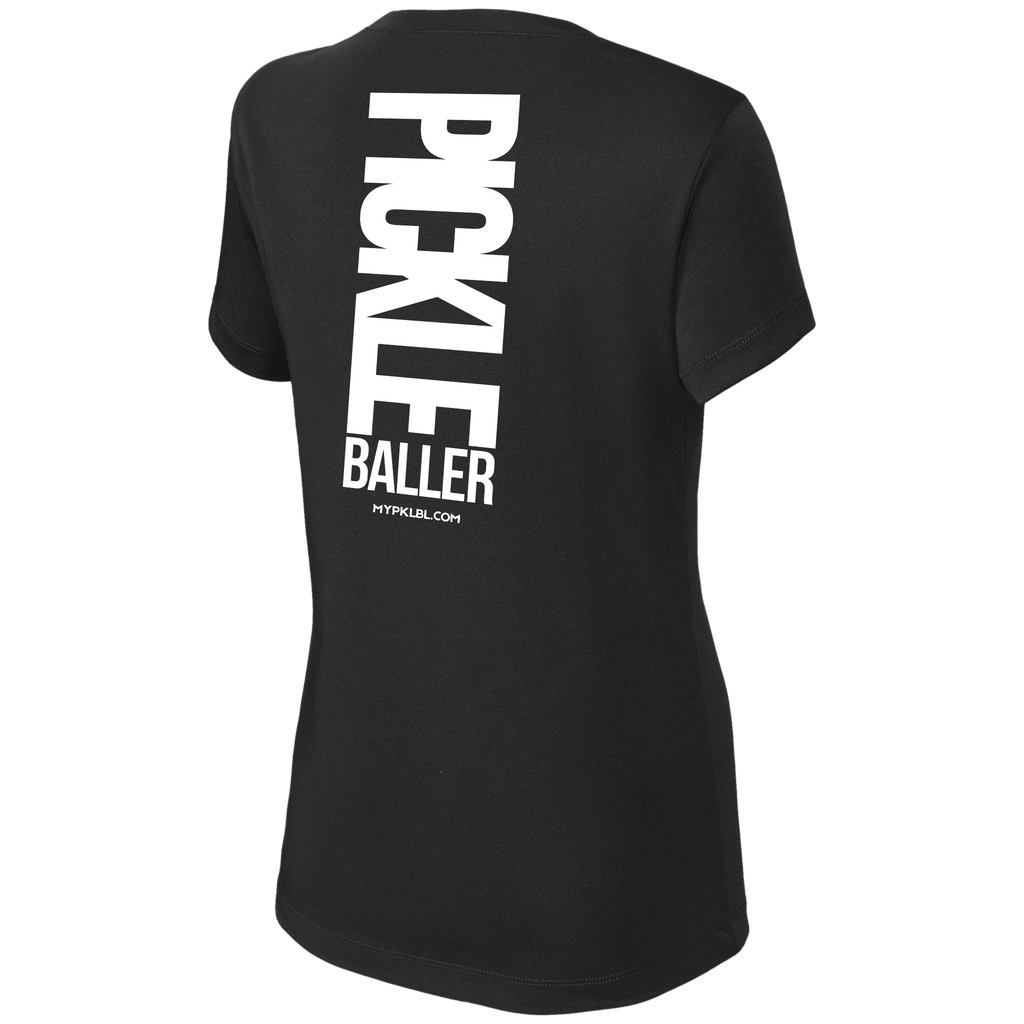My pklbl Womens Short Sleeve V Neck Big Back Logo