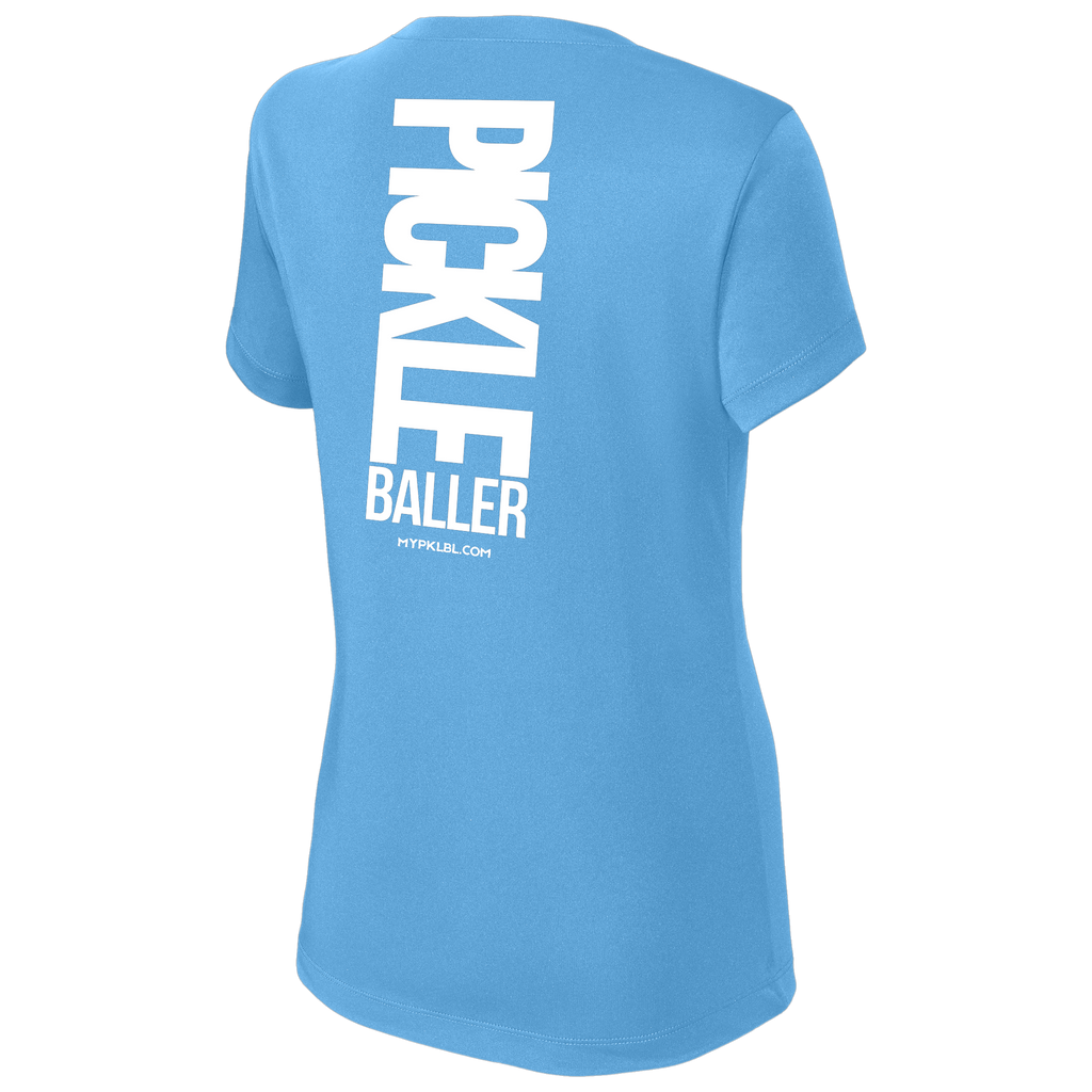 My pklbl Womens Short Sleeve V Neck Big Back Logo