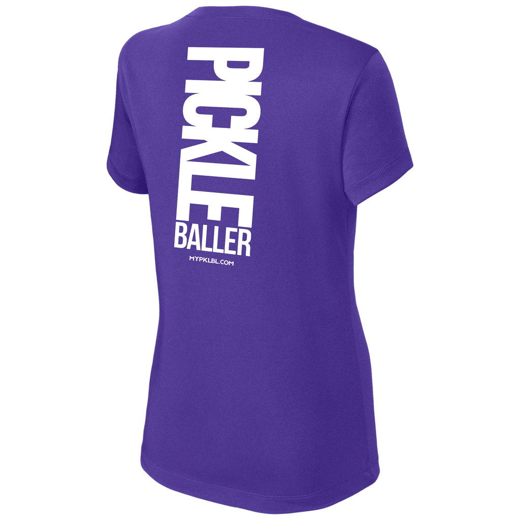 My pklbl Womens Short Sleeve V Neck Big Back Logo