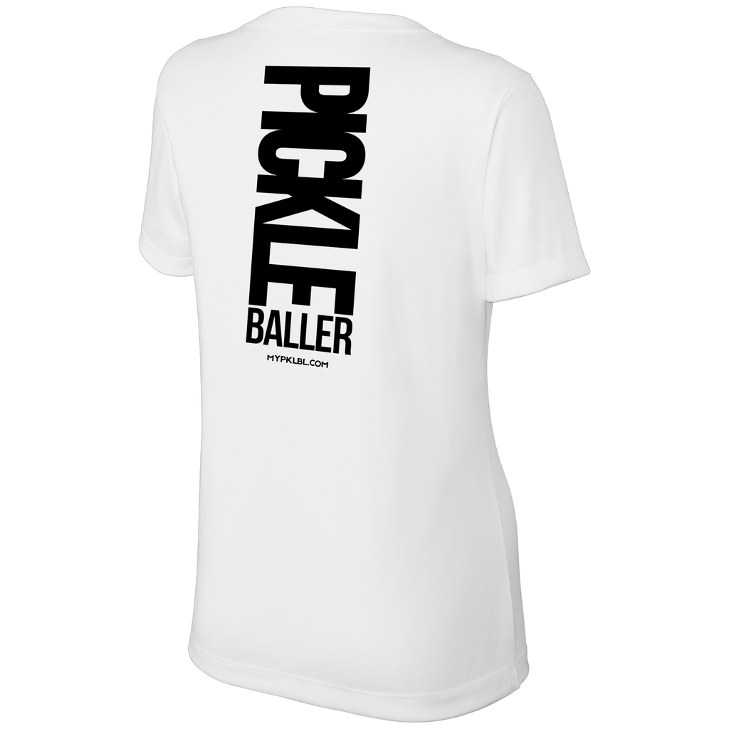 My pklbl Womens Short Sleeve V Neck Big Back Logo