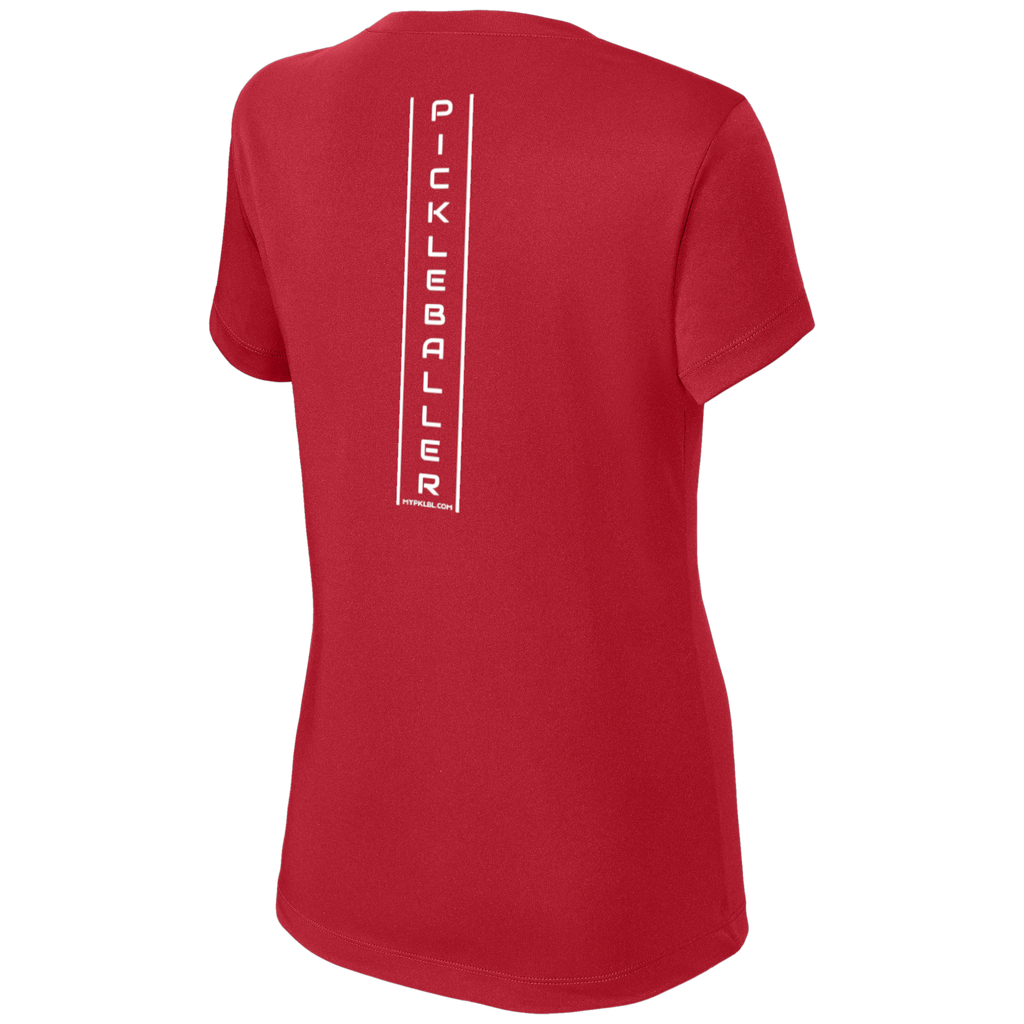 My pklbl Womens Short Sleeve V Neck Thin Back Logo
