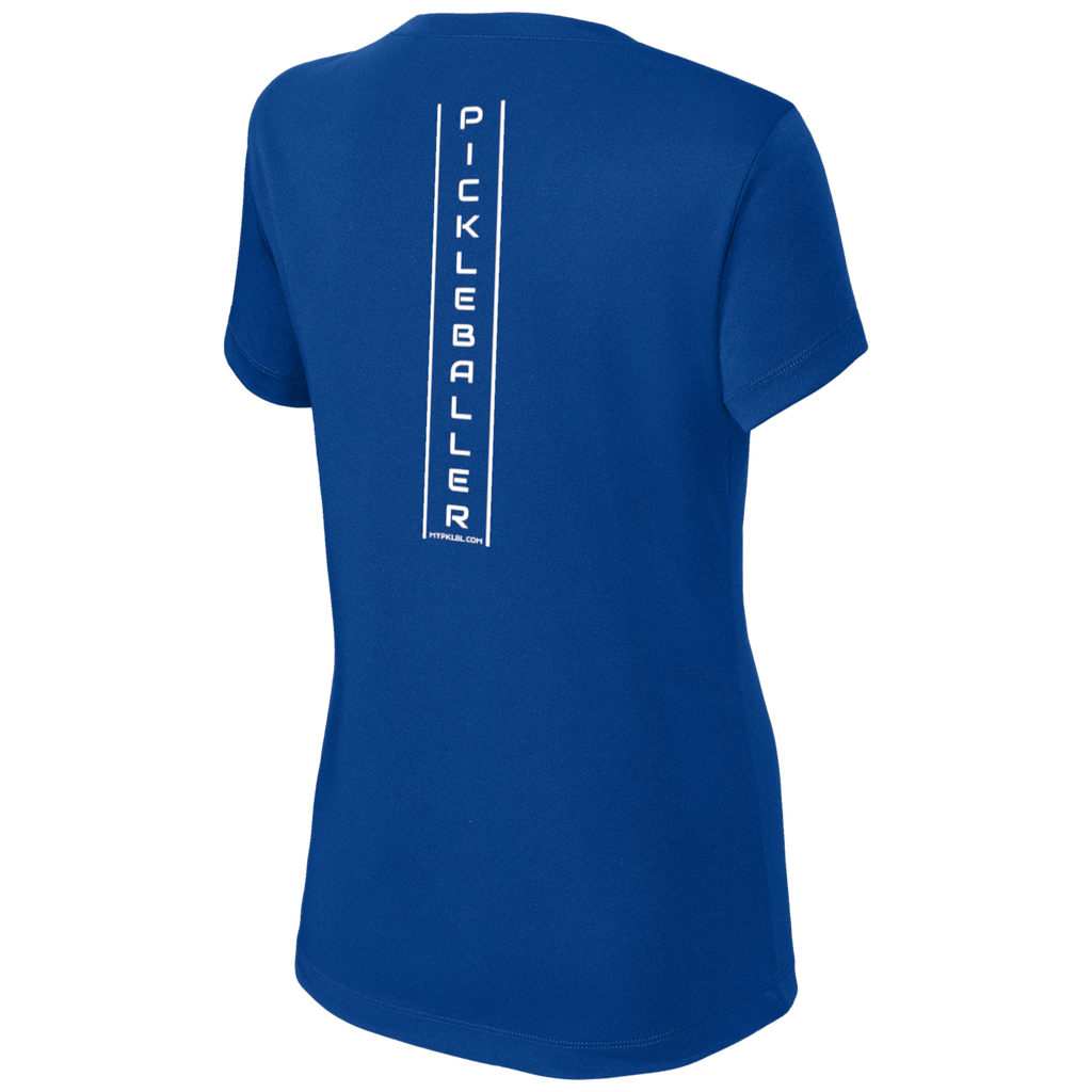 My pklbl Womens Short Sleeve V Neck Thin Back Logo