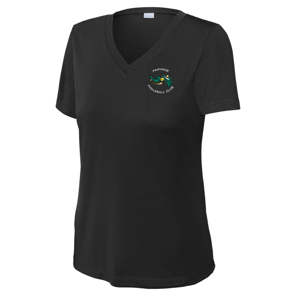 Province Womens Short Sleeve V Neck Performance Small Main Logo
