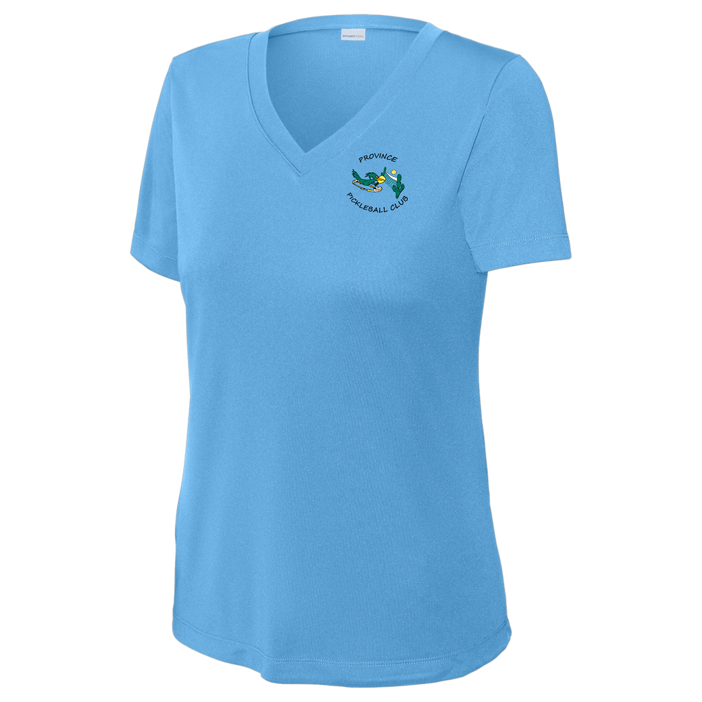 Province Womens Short Sleeve V Neck Performance Small Main Logo