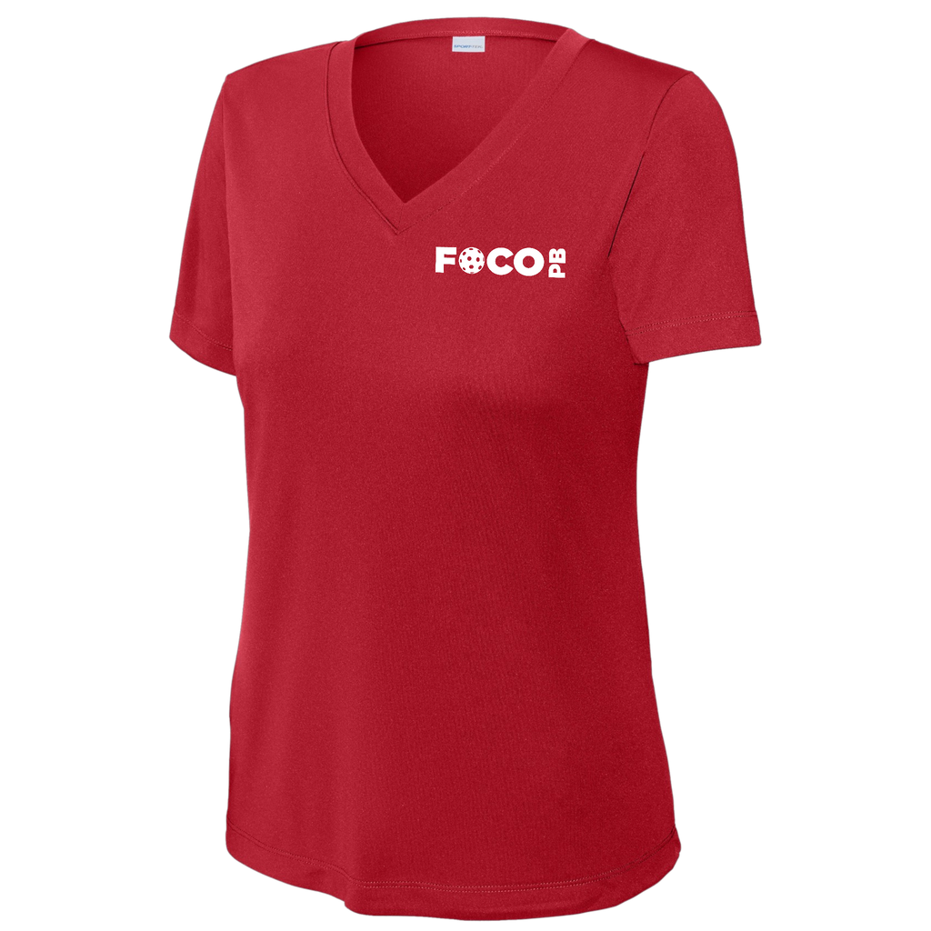 FOCO Womens Short Sleeve V Neck Performance Small Logo