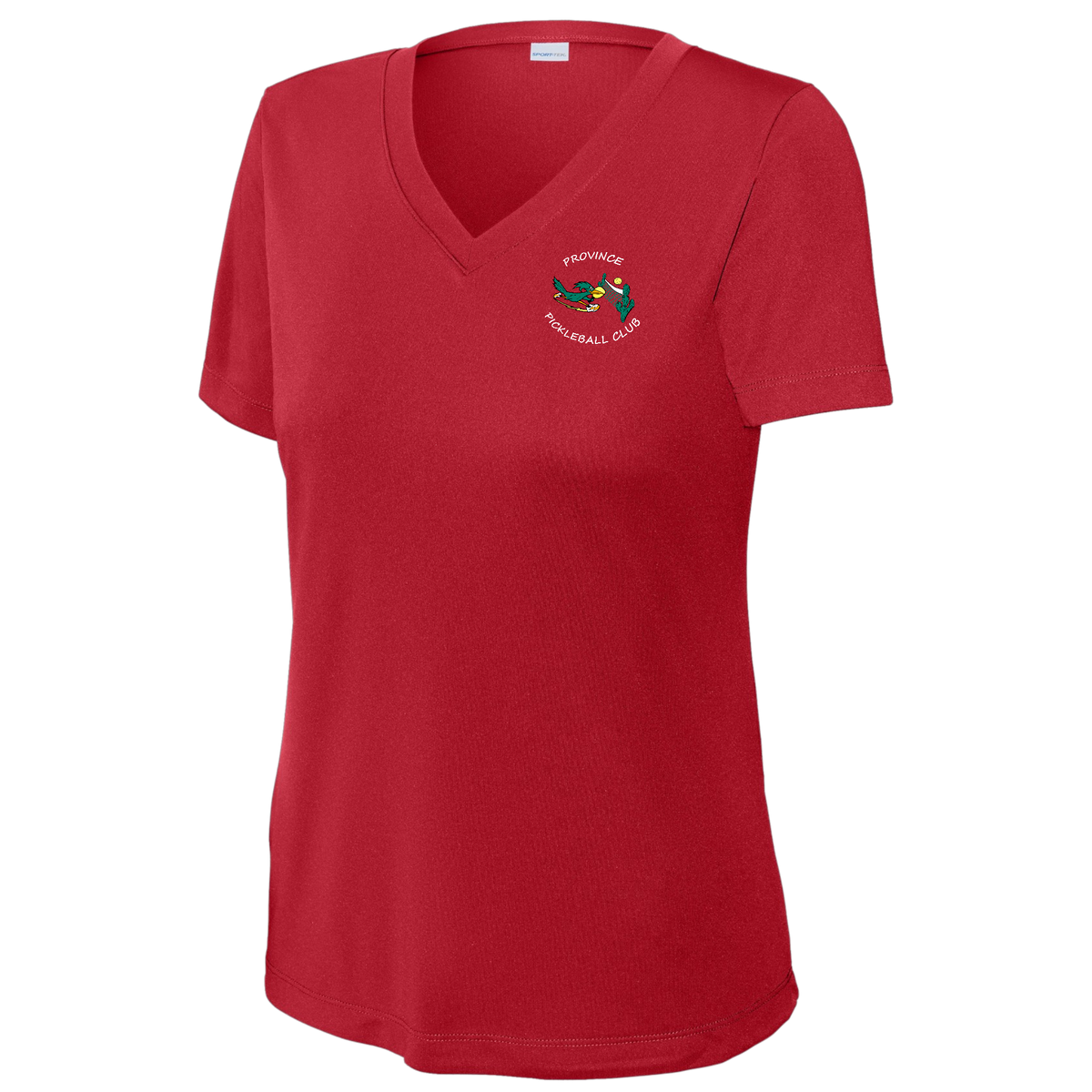 Province Womens Short Sleeve V Neck Performance Small Main Logo