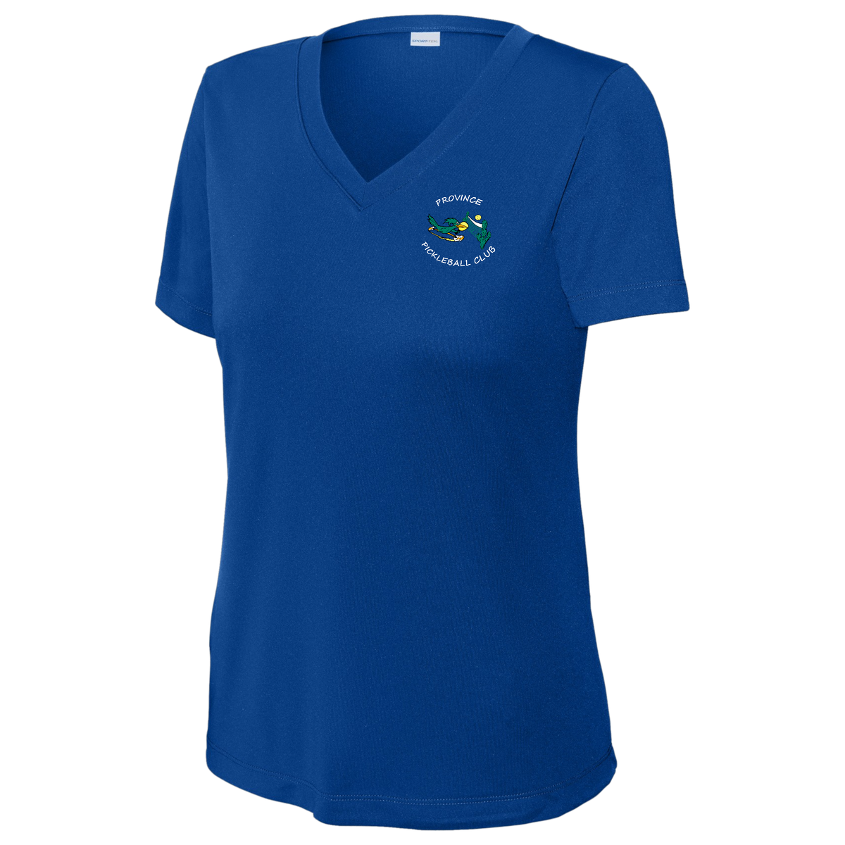 Province Womens Short Sleeve V Neck Performance Small Main Logo