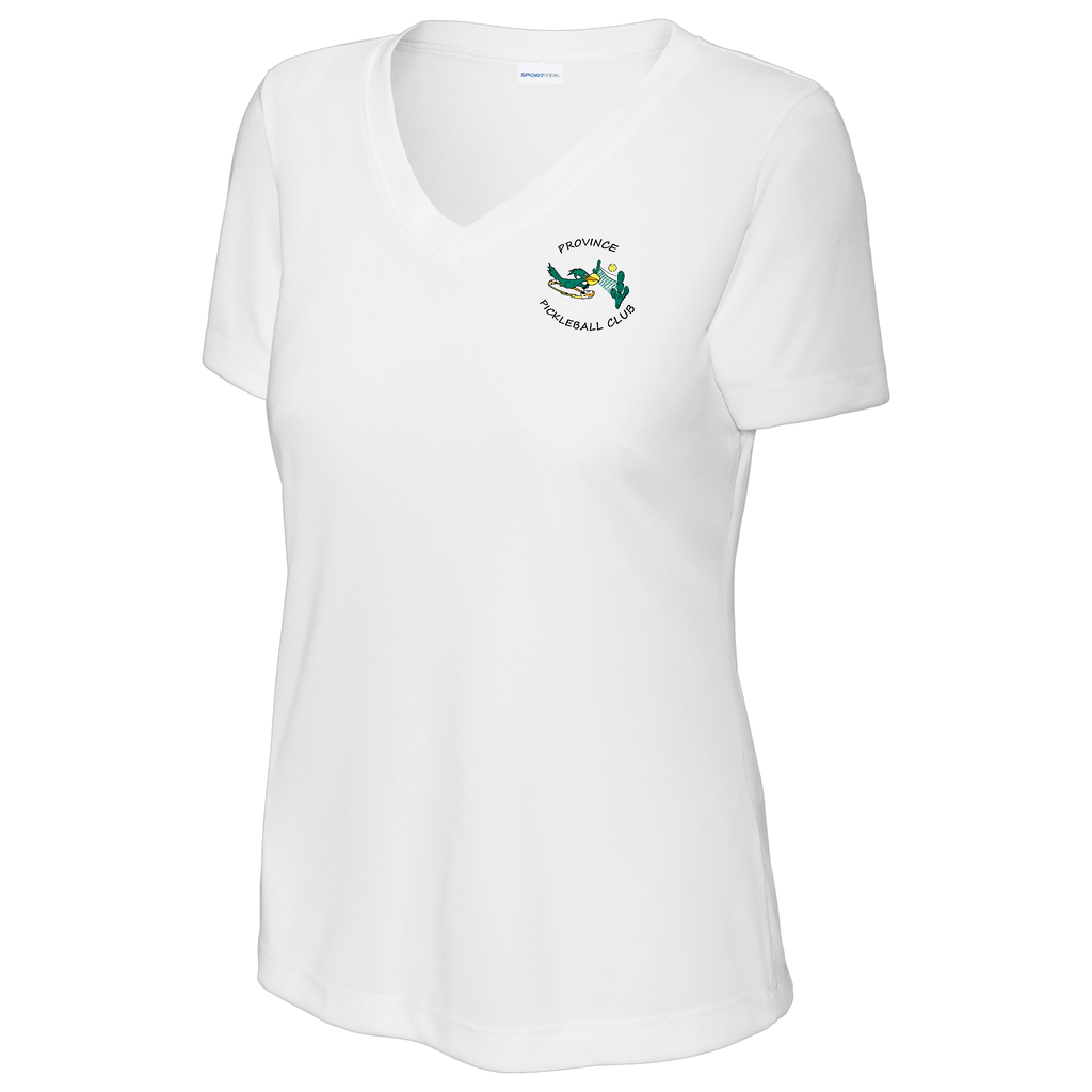 Province Womens Short Sleeve V Neck Performance Small Main Logo