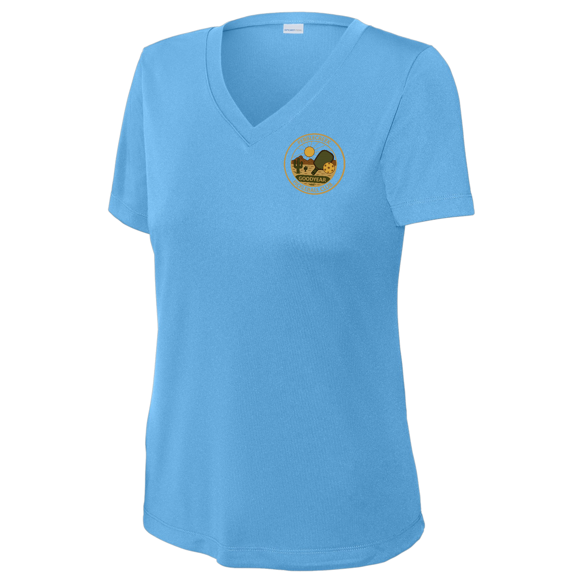 PebbleCreek Womens Short Sleeve V Neck Performance Small Alt Logo