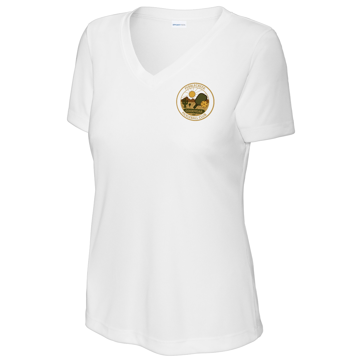PebbleCreek Womens Short Sleeve V Neck Performance Small Alt Logo