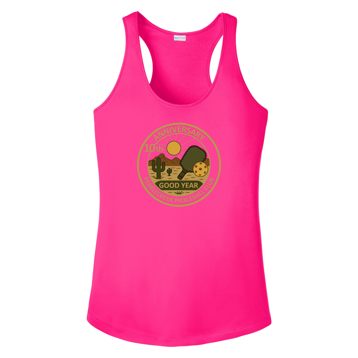 PebbleCreek Womens Racerbacks Large Anniv Logo