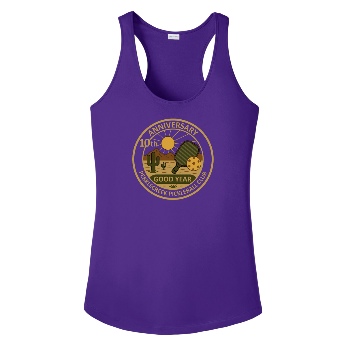 PebbleCreek Womens Racerbacks Large Anniv Logo