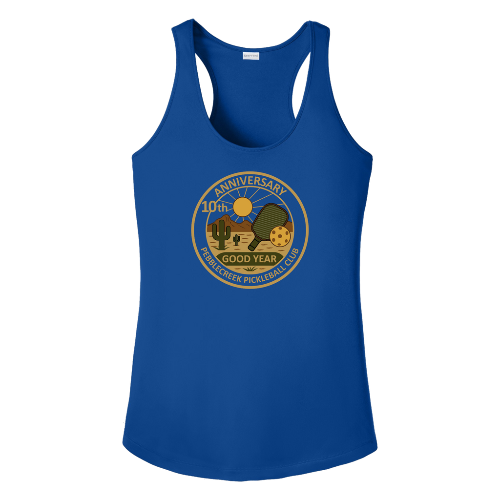 PebbleCreek Womens Racerbacks Large Anniv Logo