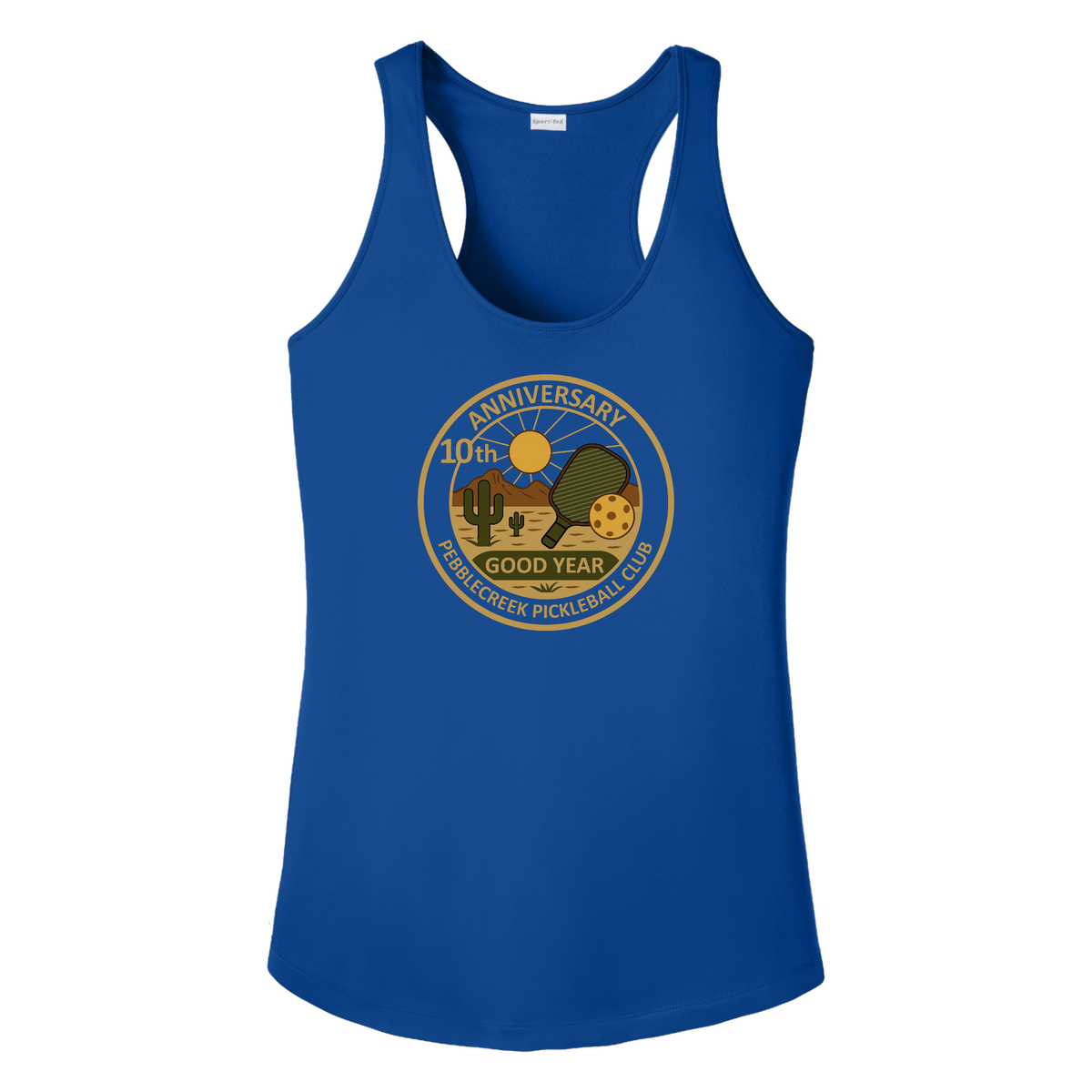 PebbleCreek Womens Racerbacks Large Anniv Logo