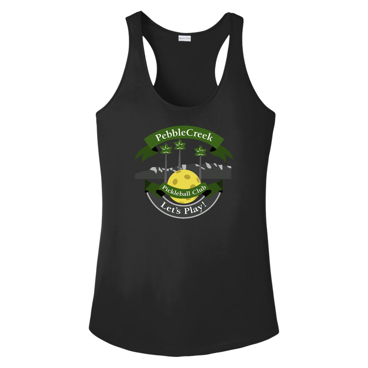 PebbleCreek Womens Racerback Tank Large Main Logo