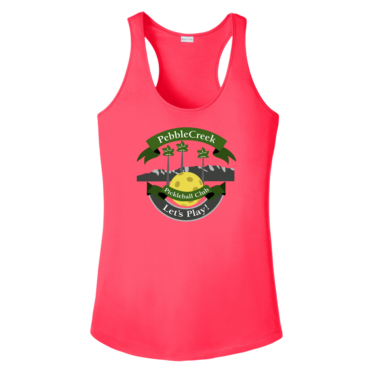 PebbleCreek Womens Racerback Tank Large Main Logo