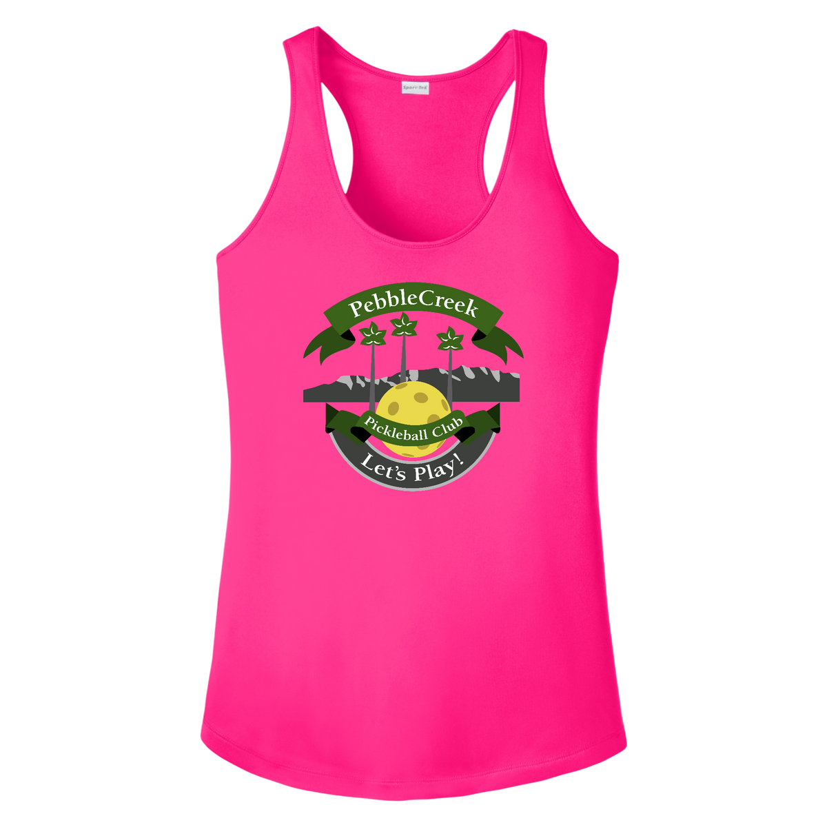 PebbleCreek Womens Racerback Tank Large Main Logo