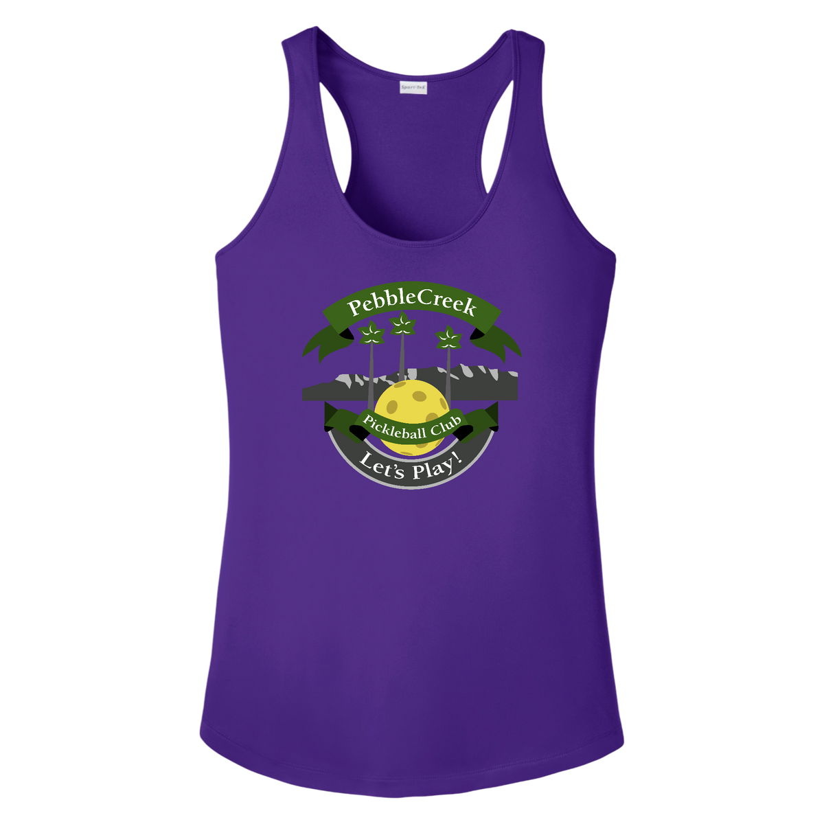 PebbleCreek Womens Racerback Tank Large Main Logo