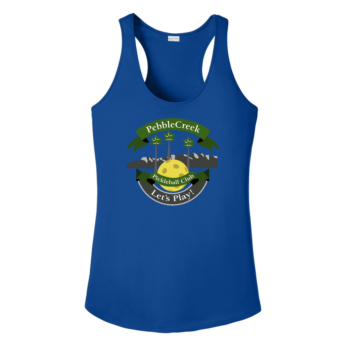 PebbleCreek Womens Racerback Tank Large Main Logo