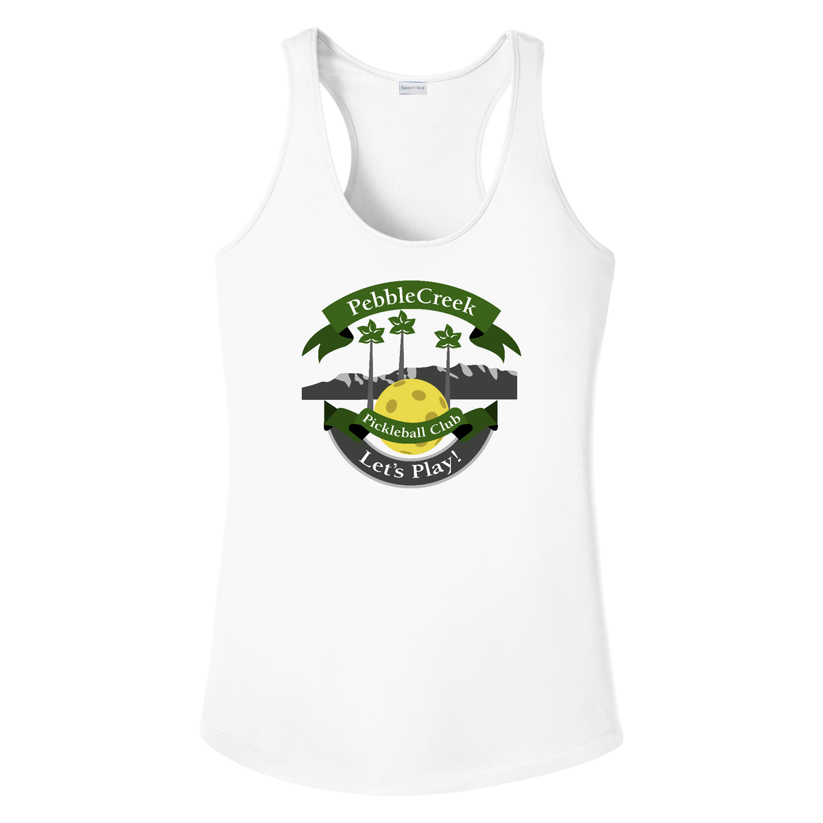 PebbleCreek Womens Racerback Tank Large Main Logo