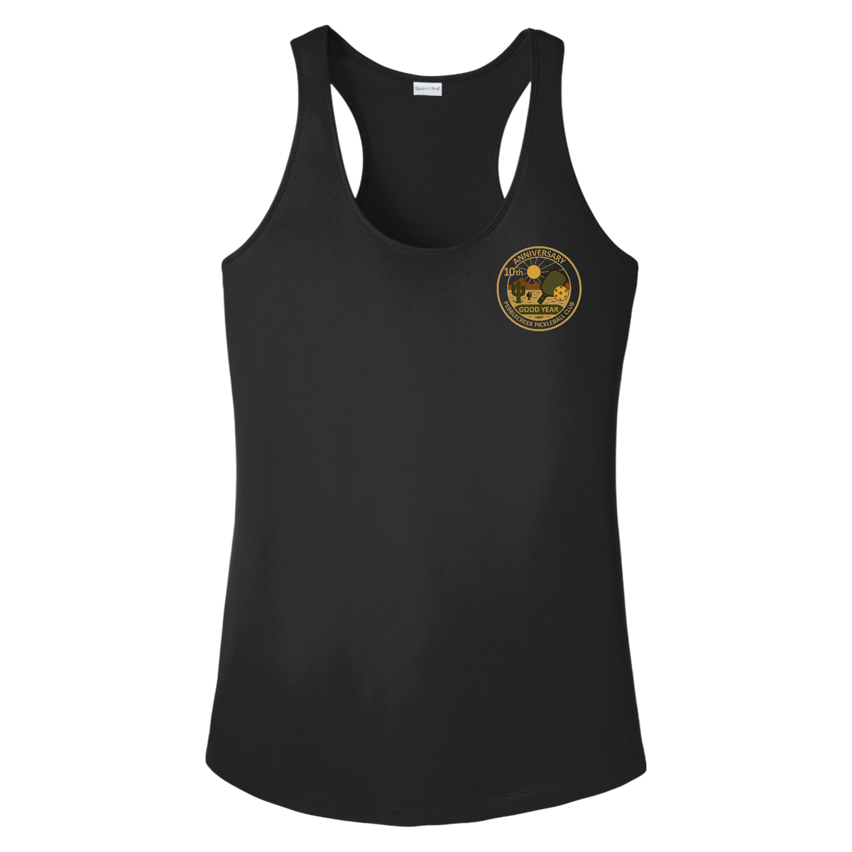 PebbleCreek Womens Racerbacks Small Anniv Logo