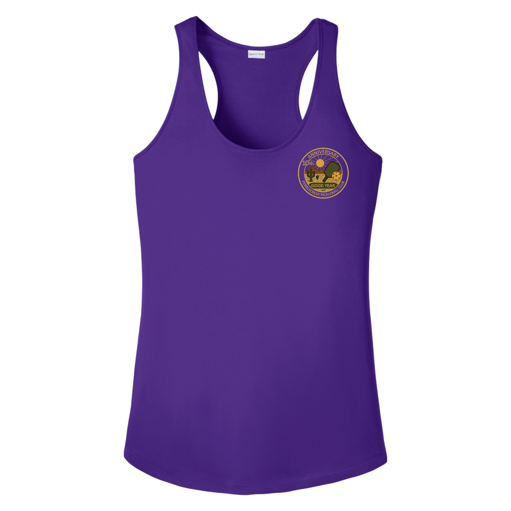 PebbleCreek Womens Racerbacks Small Anniv Logo