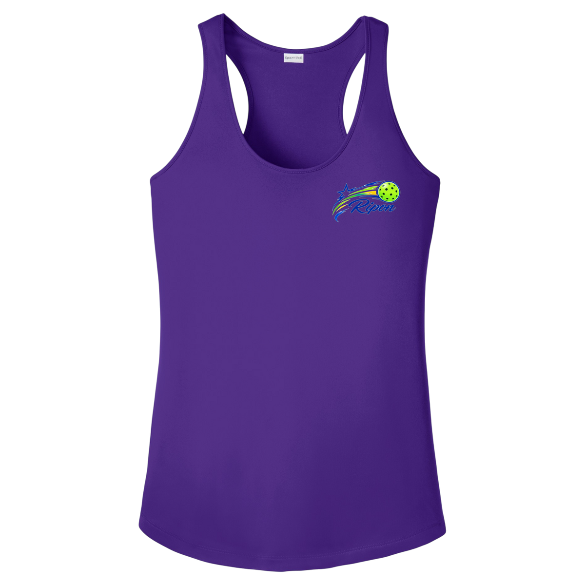 Ripon Womens Racerback Tank Small Logo w/Pickleball on back