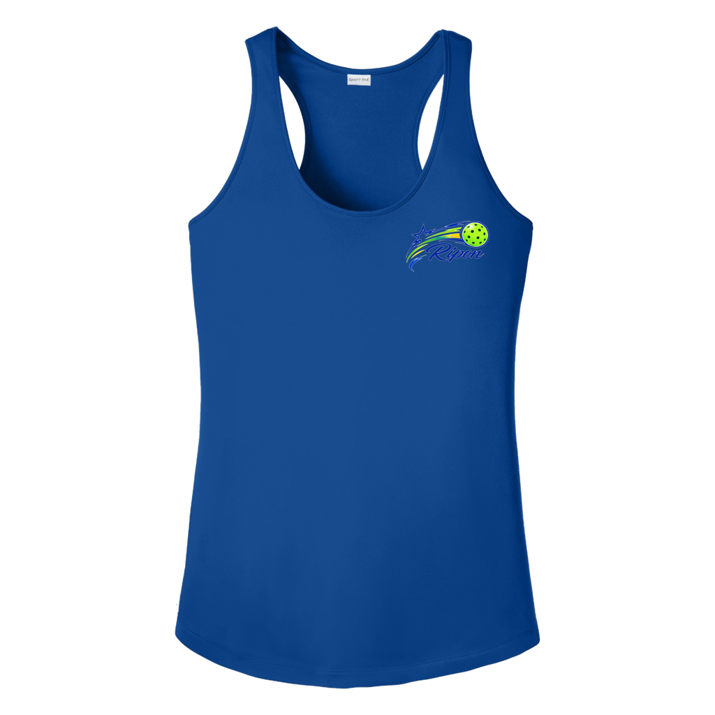 Ripon Womens Racerback Tank Small Logo w/Pickleball on back