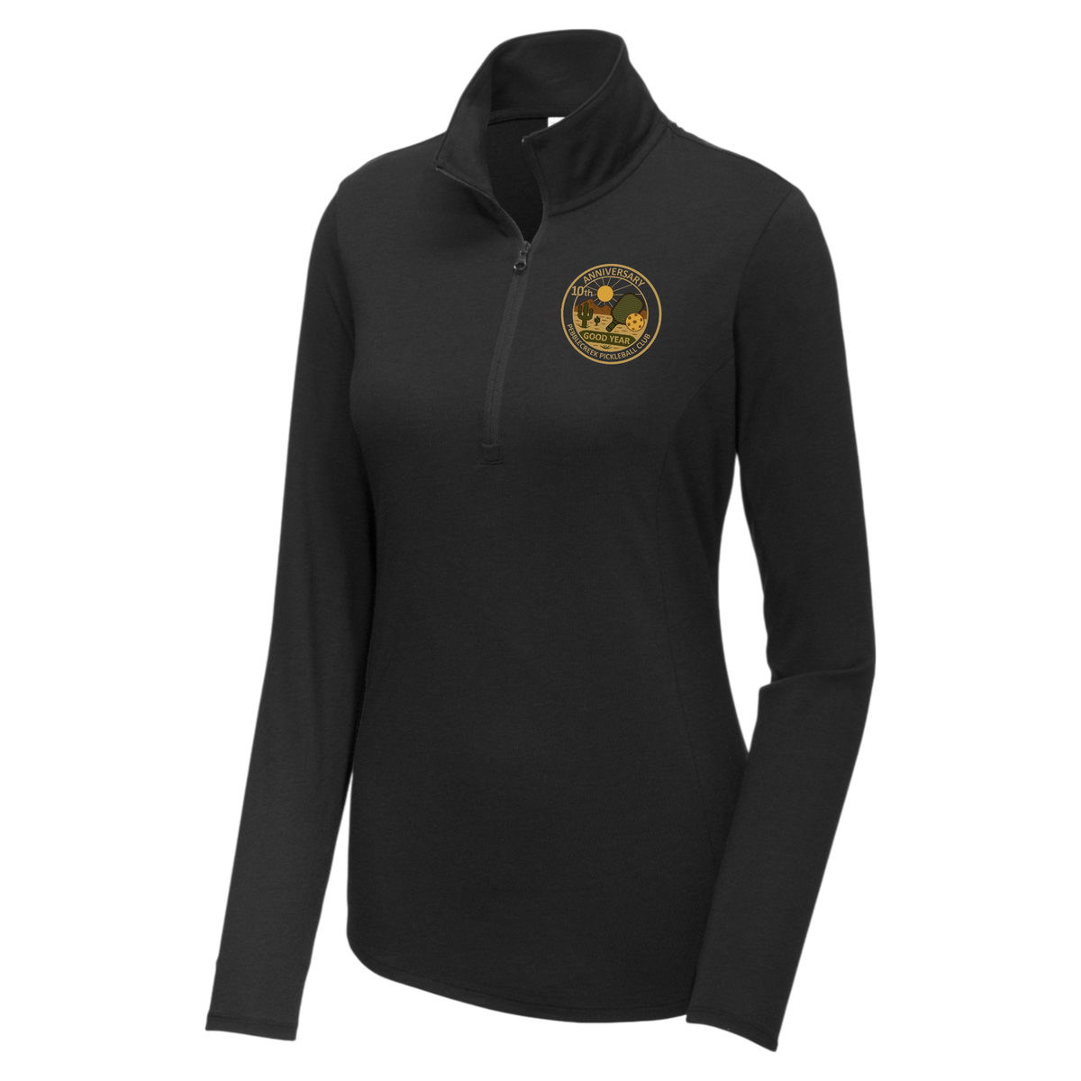 PebbleCreek Womens Quarter Zip Anniv Logo