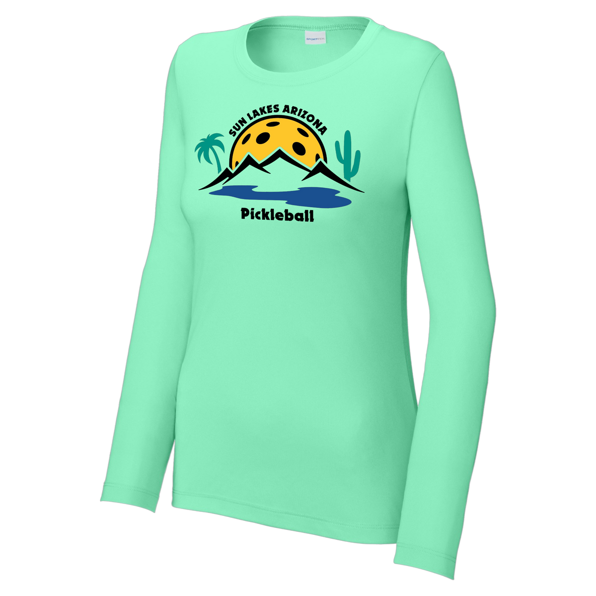 Sun Lakes Womens Performance Long Sleeve Crew Neck Shirt Large Logo