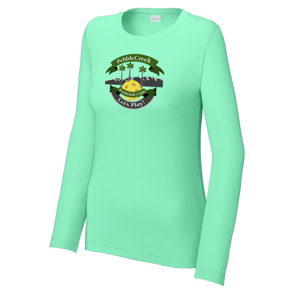 PebbleCreek Womens Performance Long Sleeve Crew Neck Shirt Large Main Logo