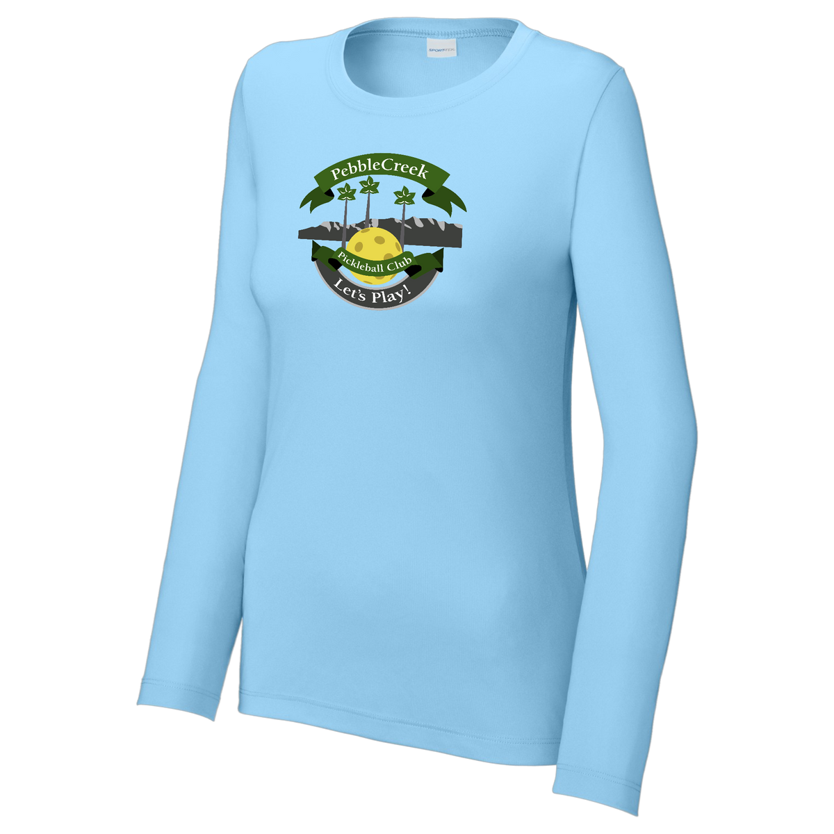 PebbleCreek Womens Performance Long Sleeve Crew Neck Shirt Large Main Logo