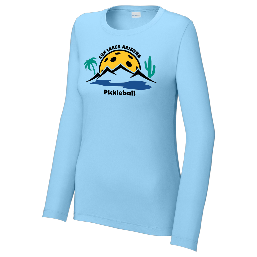 Sun Lakes Womens Performance Long Sleeve Crew Neck Shirt Large Logo