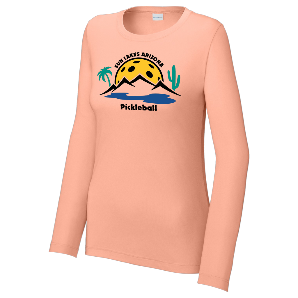 Sun Lakes Womens Performance Long Sleeve Crew Neck Shirt Large Logo