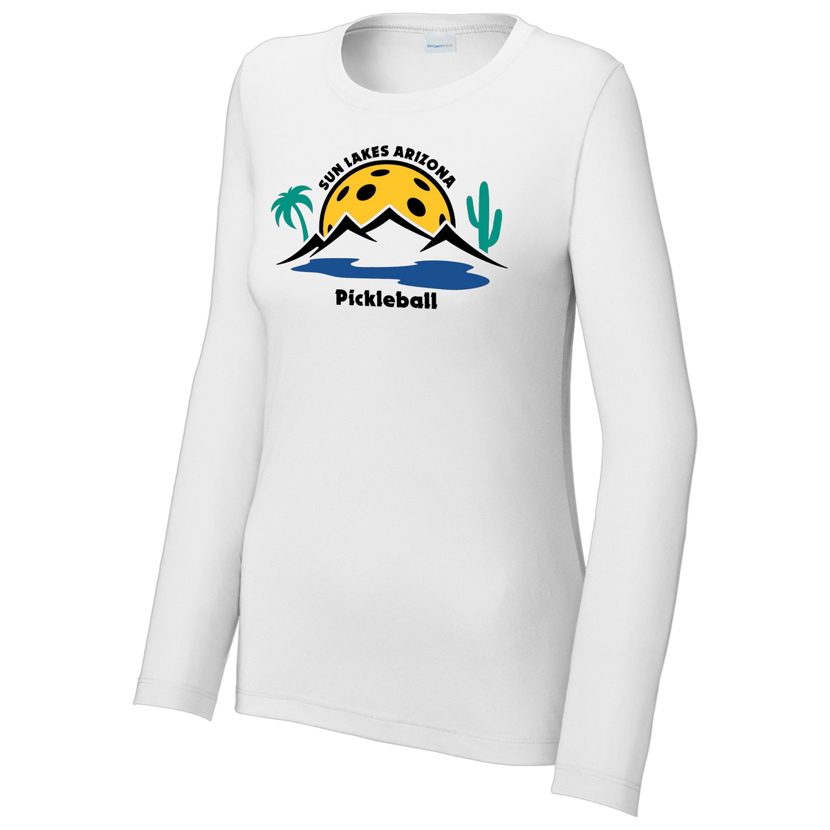Sun Lakes Womens Performance Long Sleeve Crew Neck Shirt Large Logo