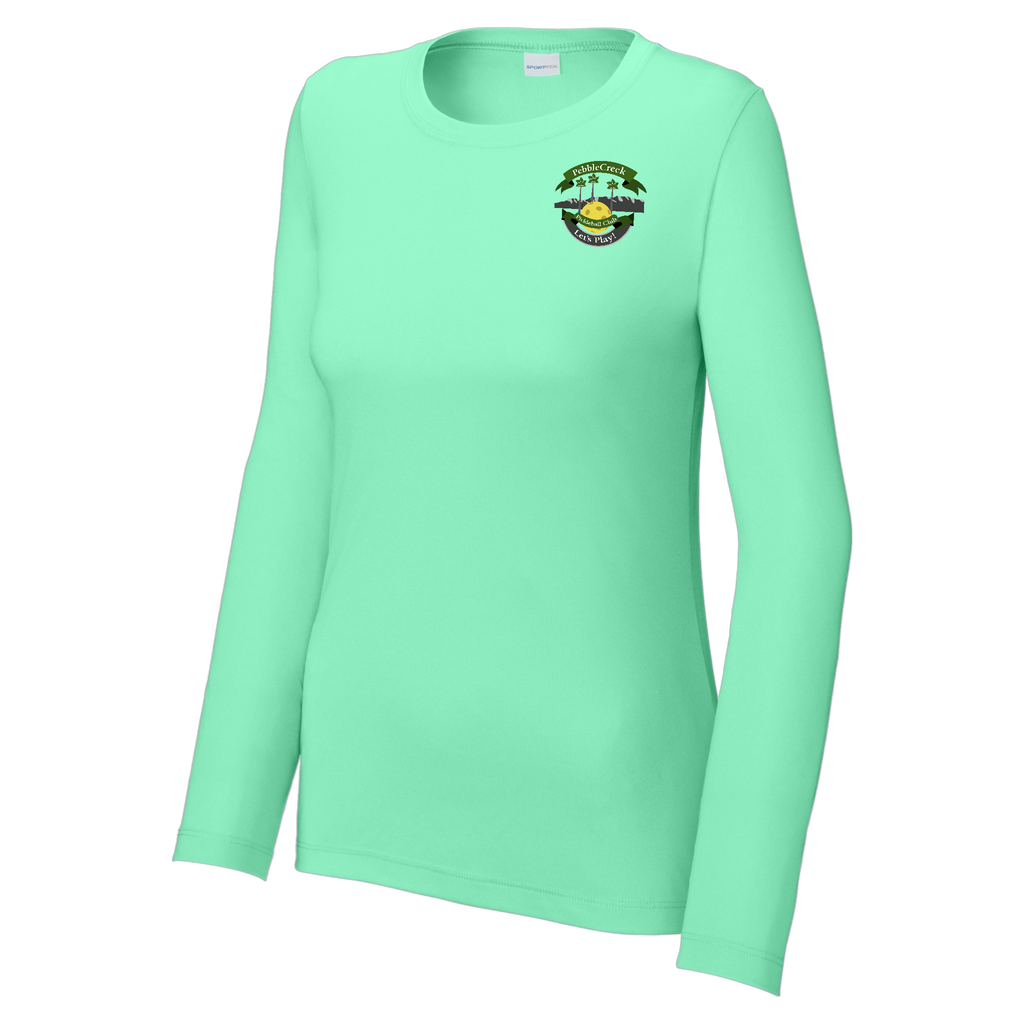 PebbleCreek Womens Performance Long Sleeve Crew Neck Shirt Small Main Logo