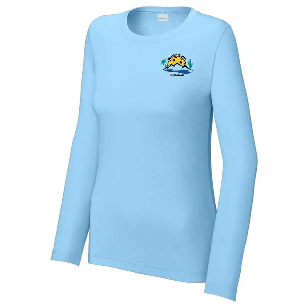 Sun Lakes Womens Performance Long Sleeve Crew Neck Shirt Small Logo