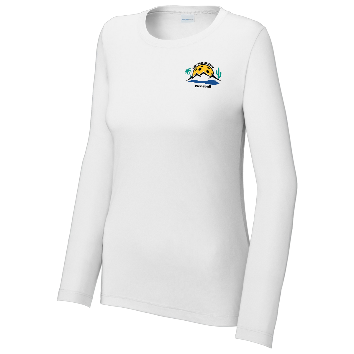 Sun Lakes Womens Performance Long Sleeve Crew Neck Shirt Small Logo