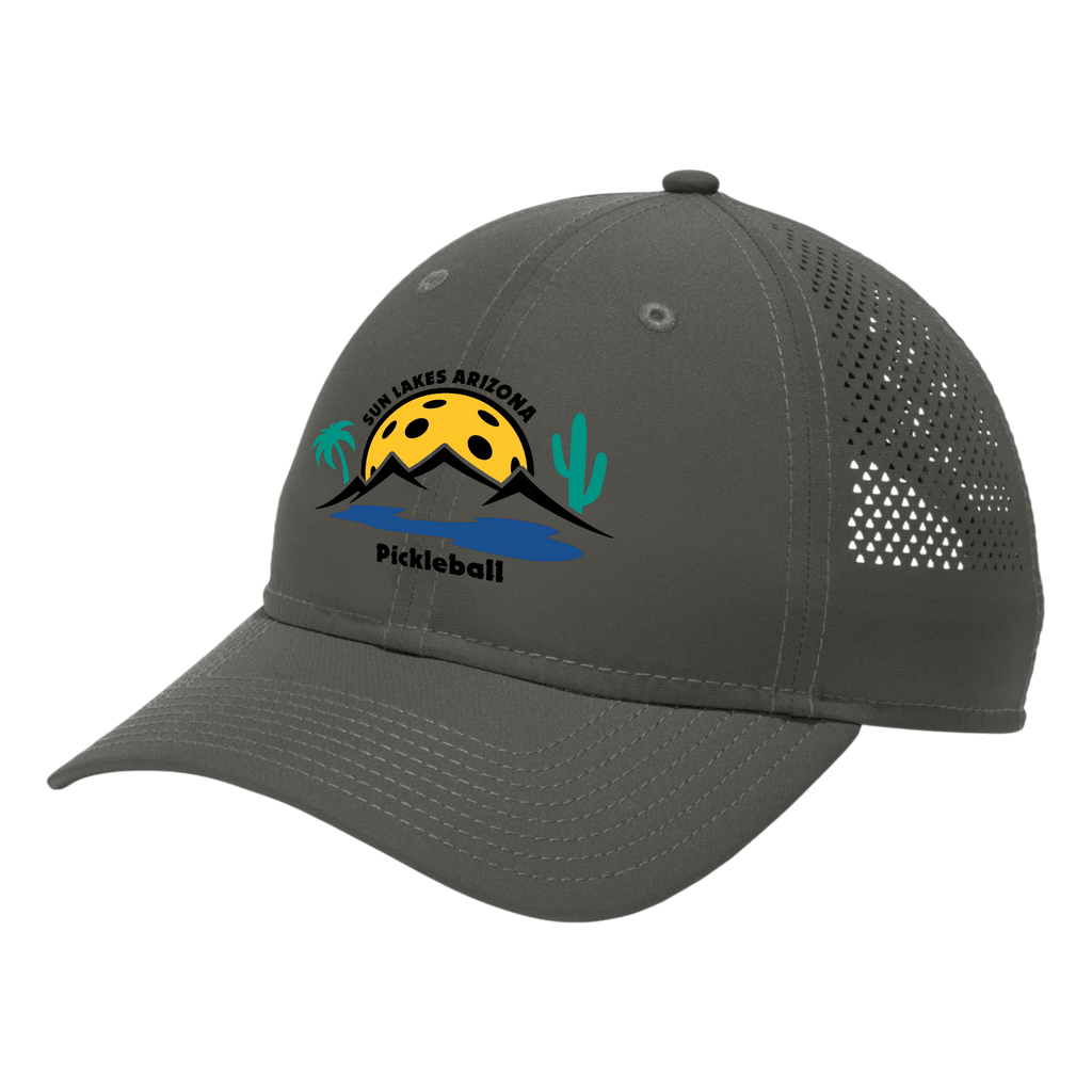 Sun Lakes Unisex Perforated Performance Cap Black Logo