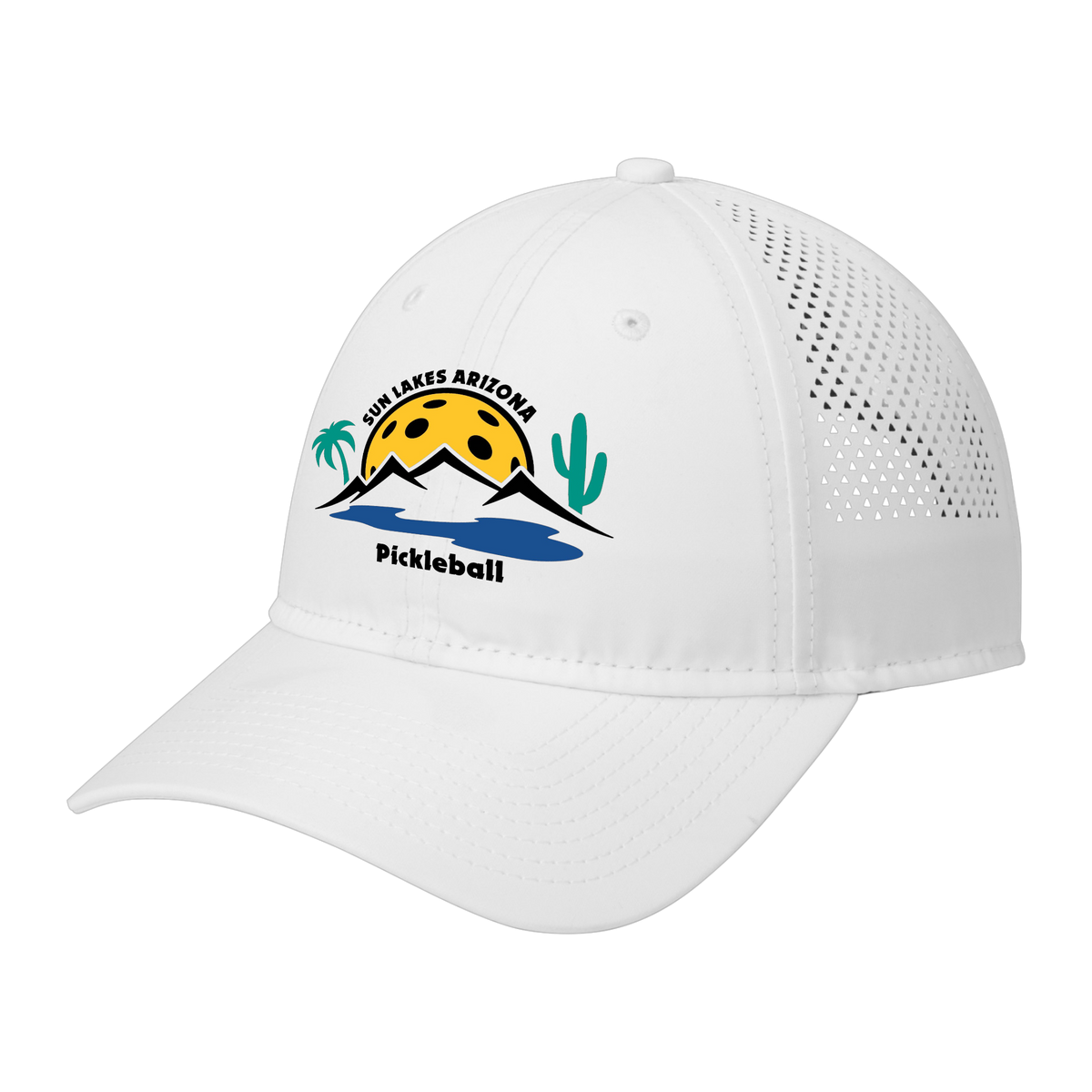 Sun Lakes Unisex Perforated Performance Cap Black Logo