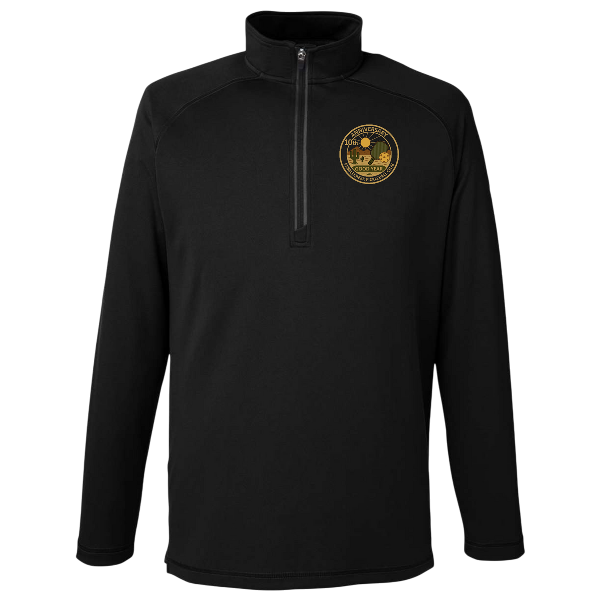 PebbleCreek Mens Quarter Zip Spyder Anniv Logo