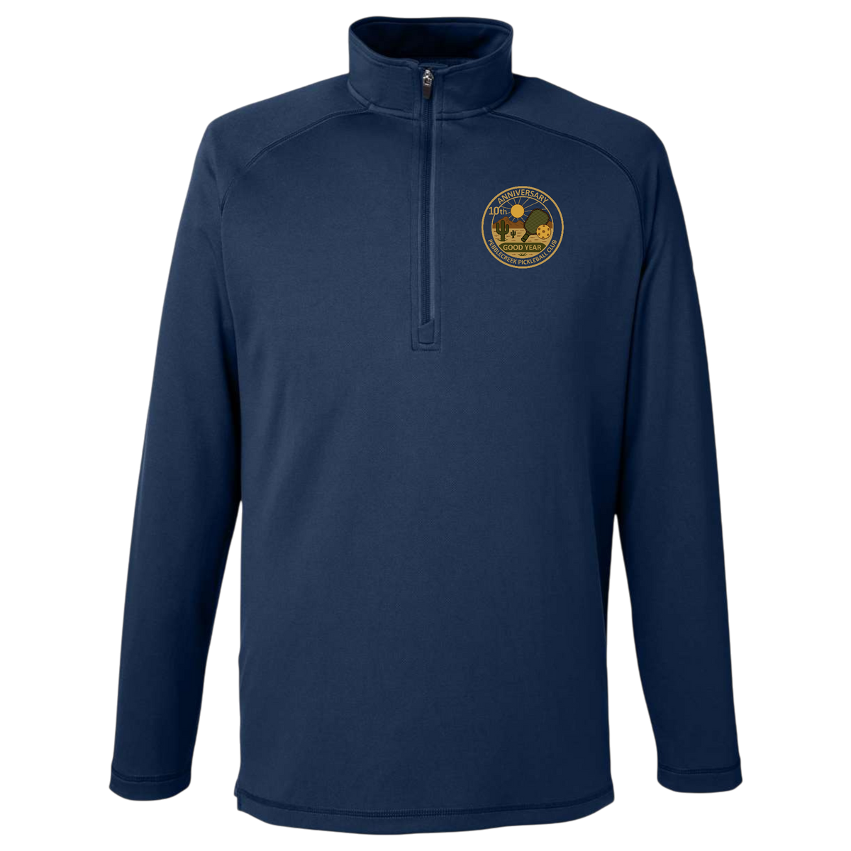 PebbleCreek Mens Quarter Zip Spyder Anniv Logo