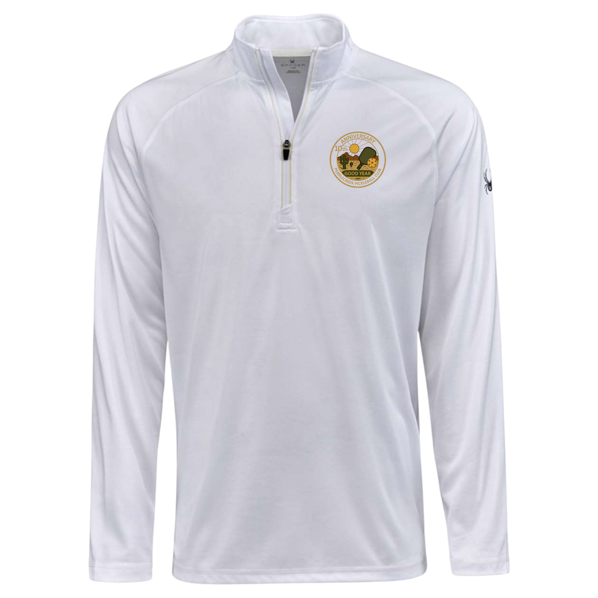 PebbleCreek Mens Quarter Zip Spyder Anniv Logo