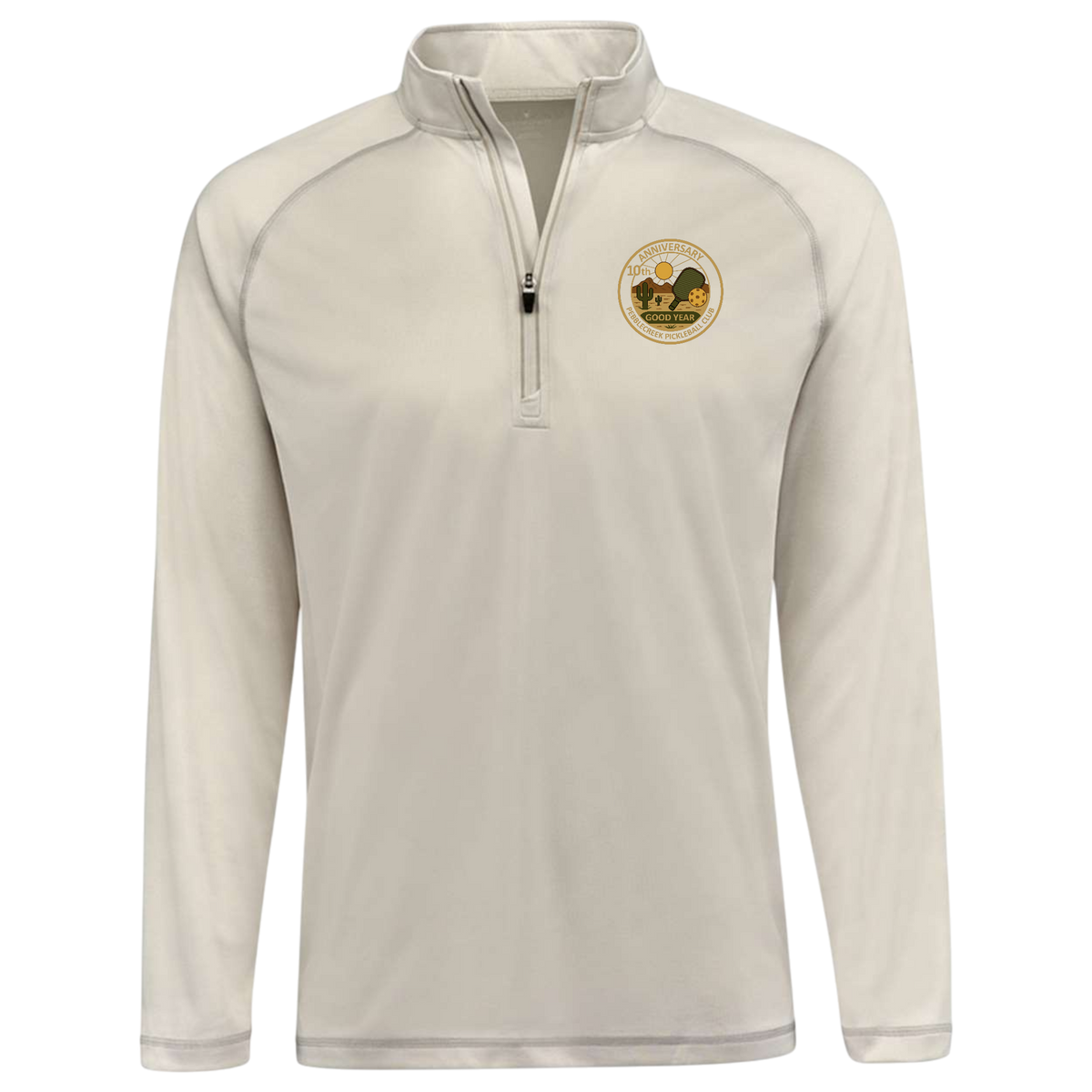 PebbleCreek Mens Quarter Zip Spyder Anniv Logo