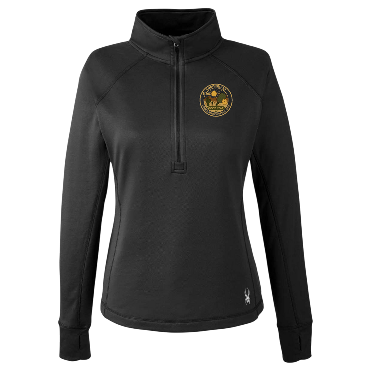 PebbleCreek Womens Quarter Zip Spyder Anniv Logo