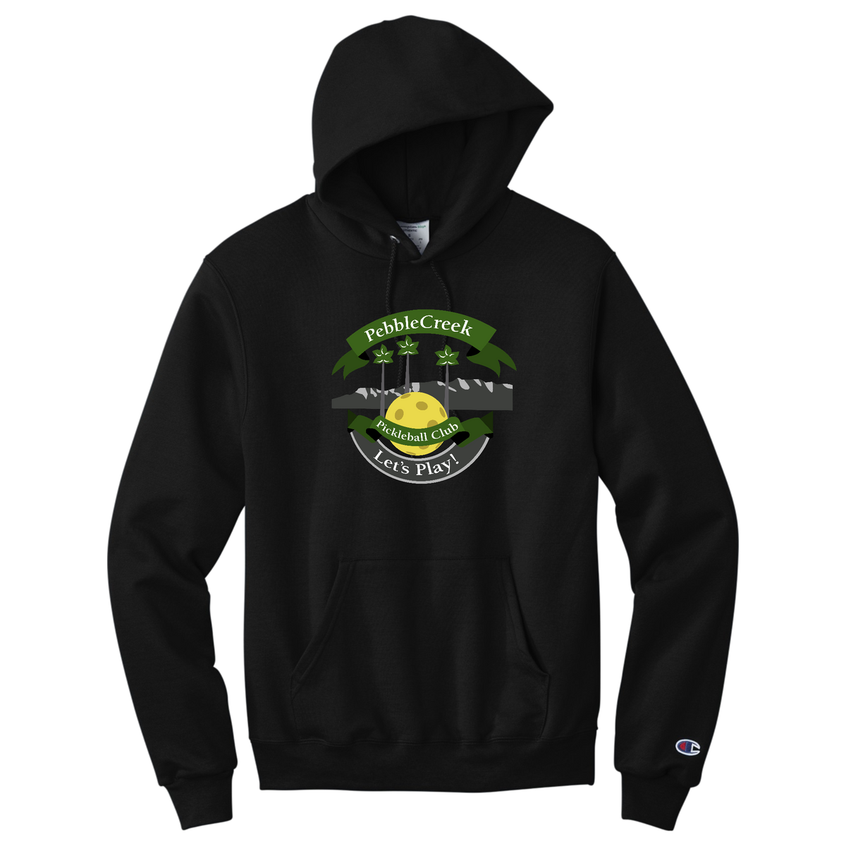 PebbleCreek Unisex Champion Hoodie Large Main Logo