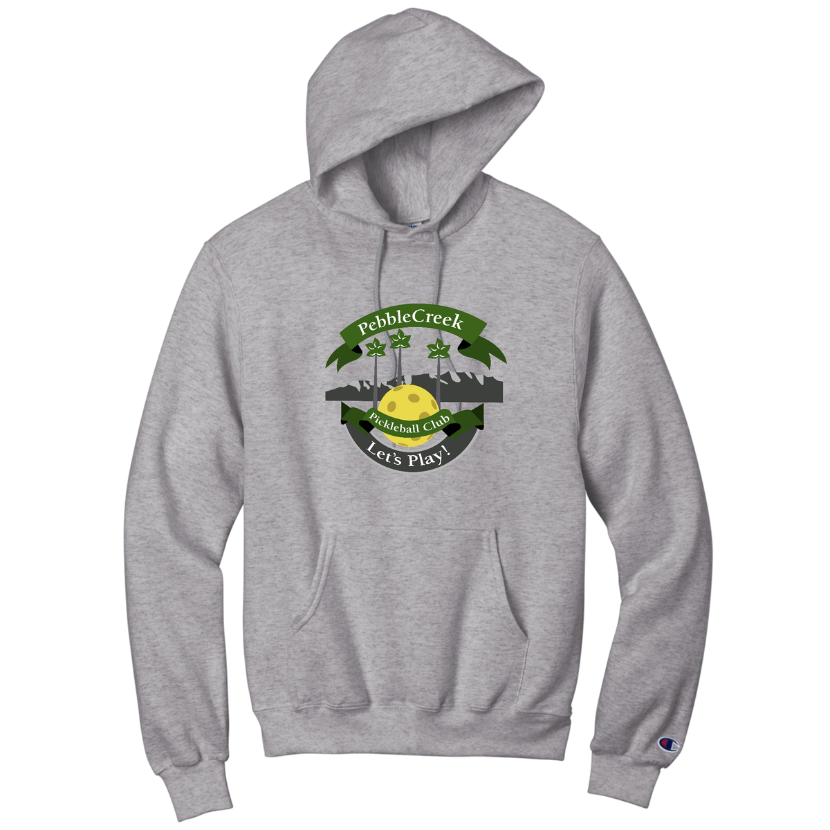 PebbleCreek Unisex Champion Hoodie Large Main Logo