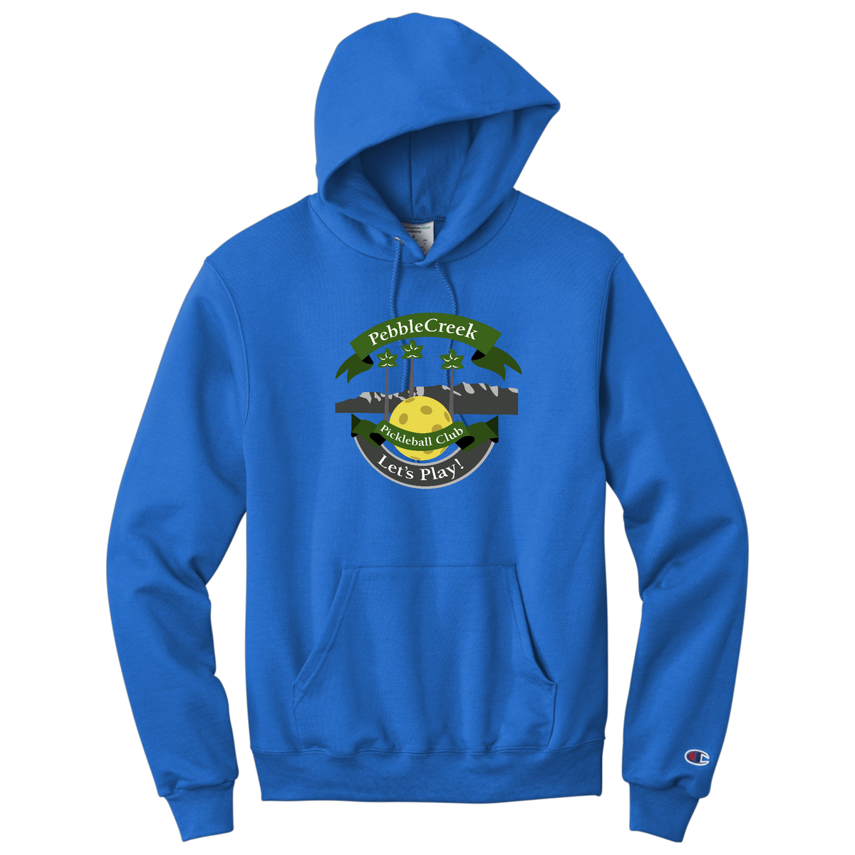 PebbleCreek Unisex Champion Hoodie Large Main Logo