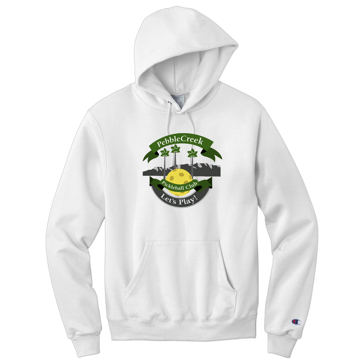 PebbleCreek Unisex Champion Hoodie Large Main Logo
