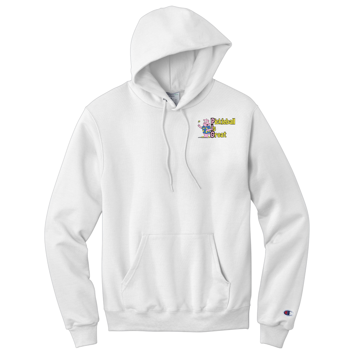 Pickleball is Great Unisex Champion Hoodie Front and Back Logos